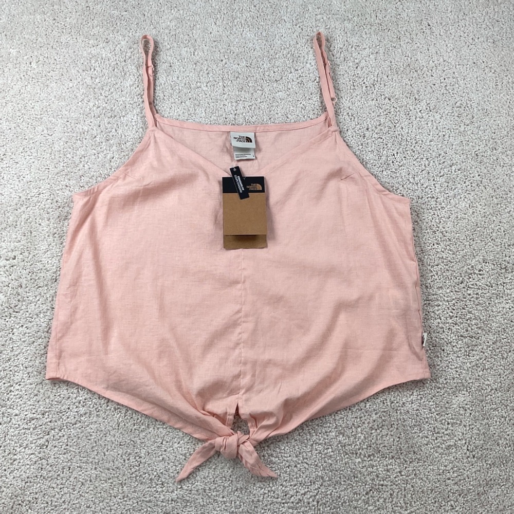 The North Face Womens Pink Hemp Lyocell Tie Front Tank Top Standard Fit Large